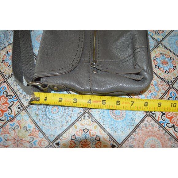 The Sak Katniss Gray Pebbled Leather Flap Crossbody Bag Boho Fall Neutral Casual - Picture 10 of 11